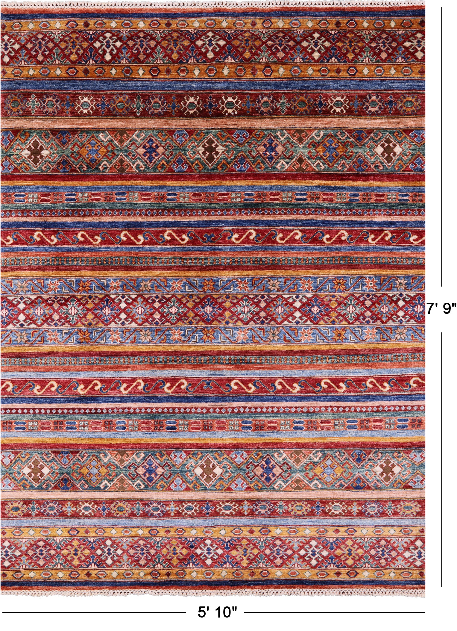 Khorjin Persian Gabbeh Hand Knotted Wool Rug - 5' 10" X 7' 9" - Golden Nile