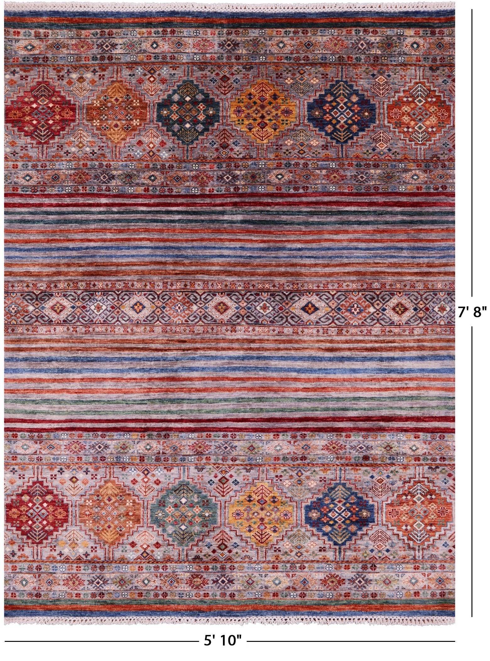 Khorjin Persian Gabbeh Hand Knotted Wool Rug - 5' 10" X 7' 8" - Golden Nile