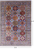 Blue Turkmen Ersari Hand Knotted Wool Rug - 5' 8" X 8' 0" - Golden Nile