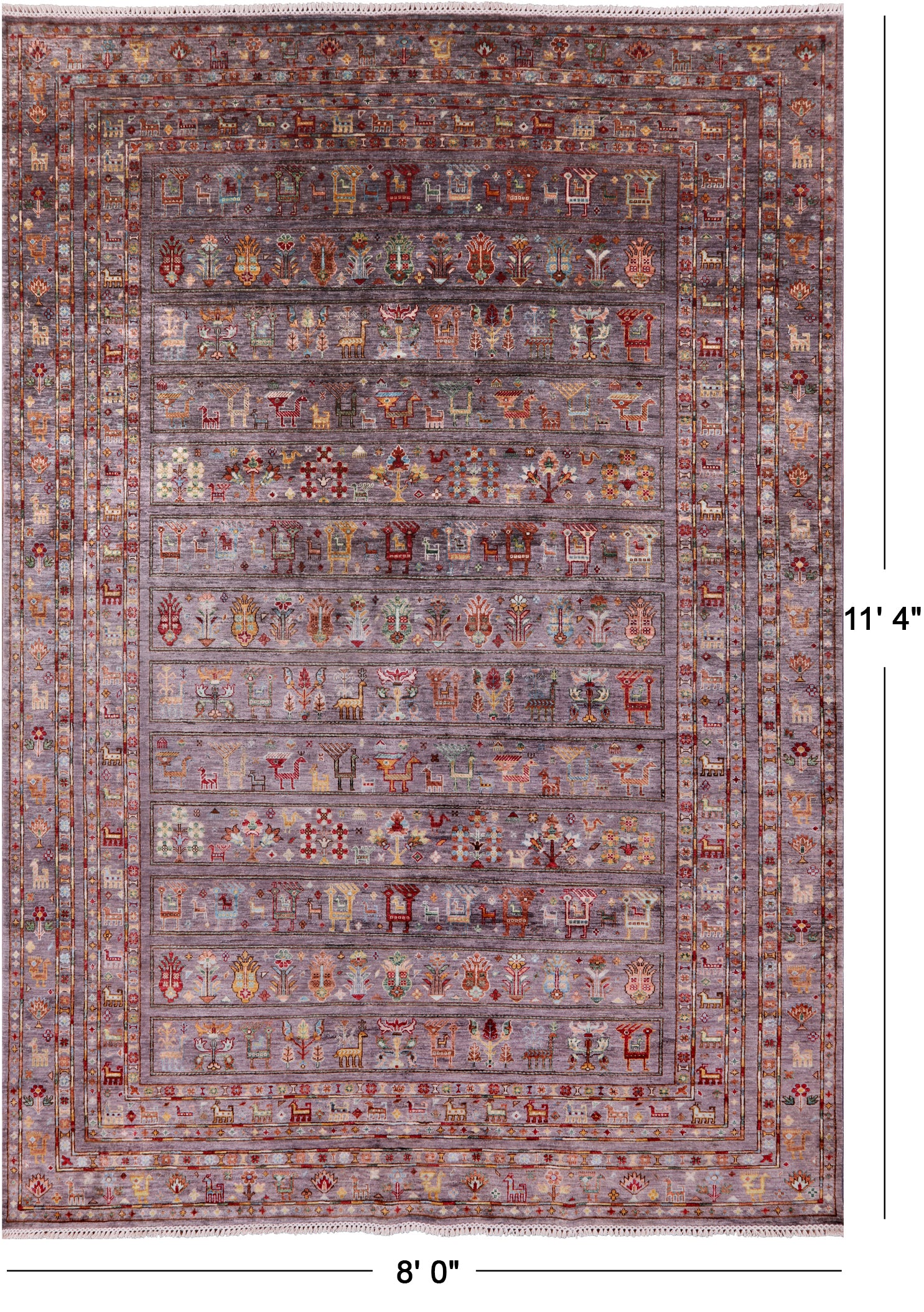 Tribal Persian Gabbeh Handmade Wool Rug - 8' 0" X 11' 4" - Golden Nile