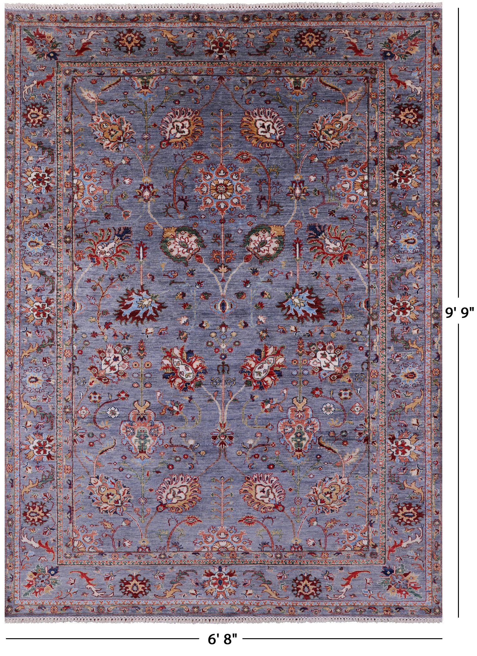 Peshawar Hand Knotted Wool Rug - 6' 8" X 9' 9" - Golden Nile