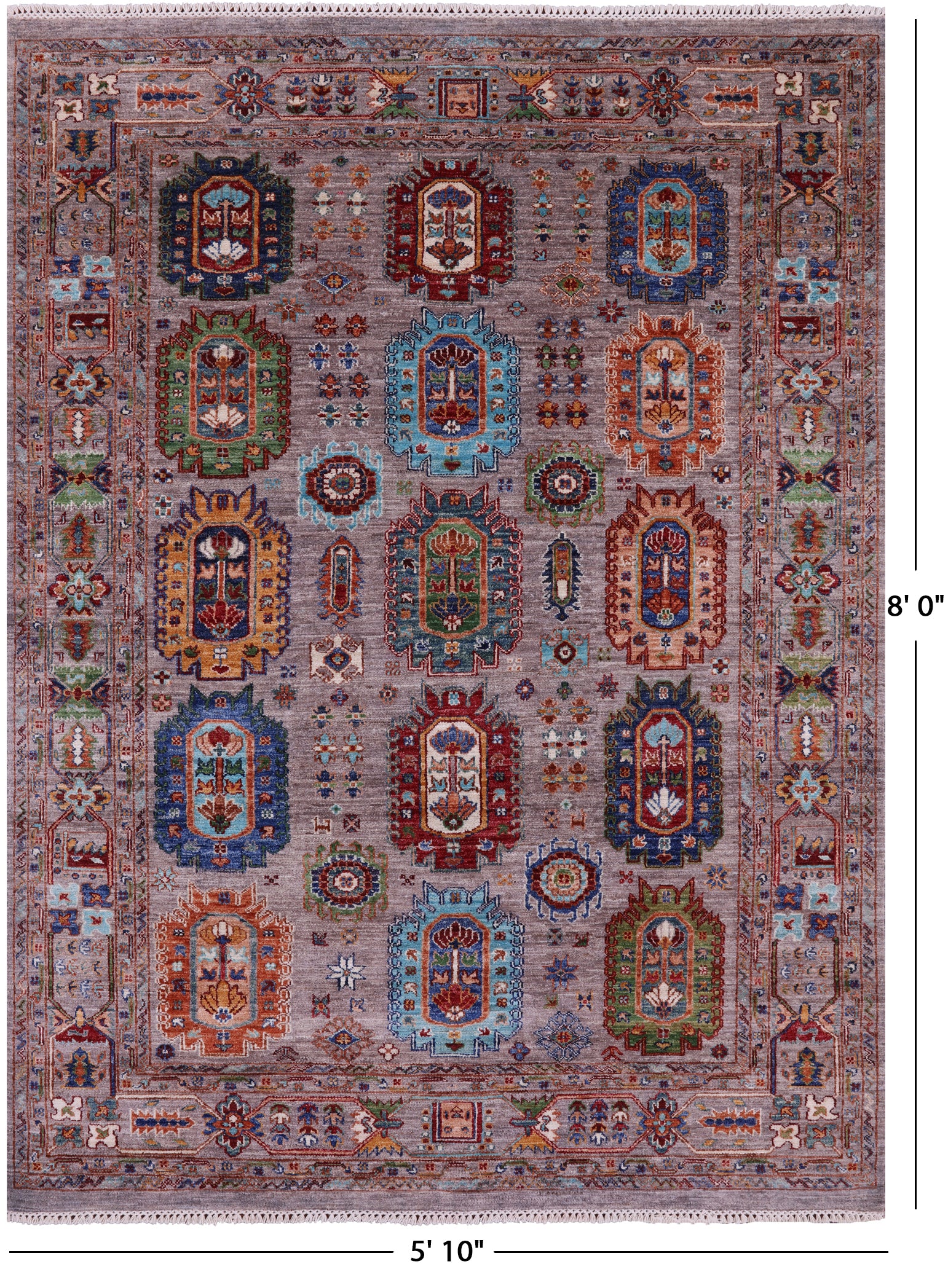 Turkmen Ersari Hand Knotted Wool Rug - 5' 10" X 8' 0" - Golden Nile