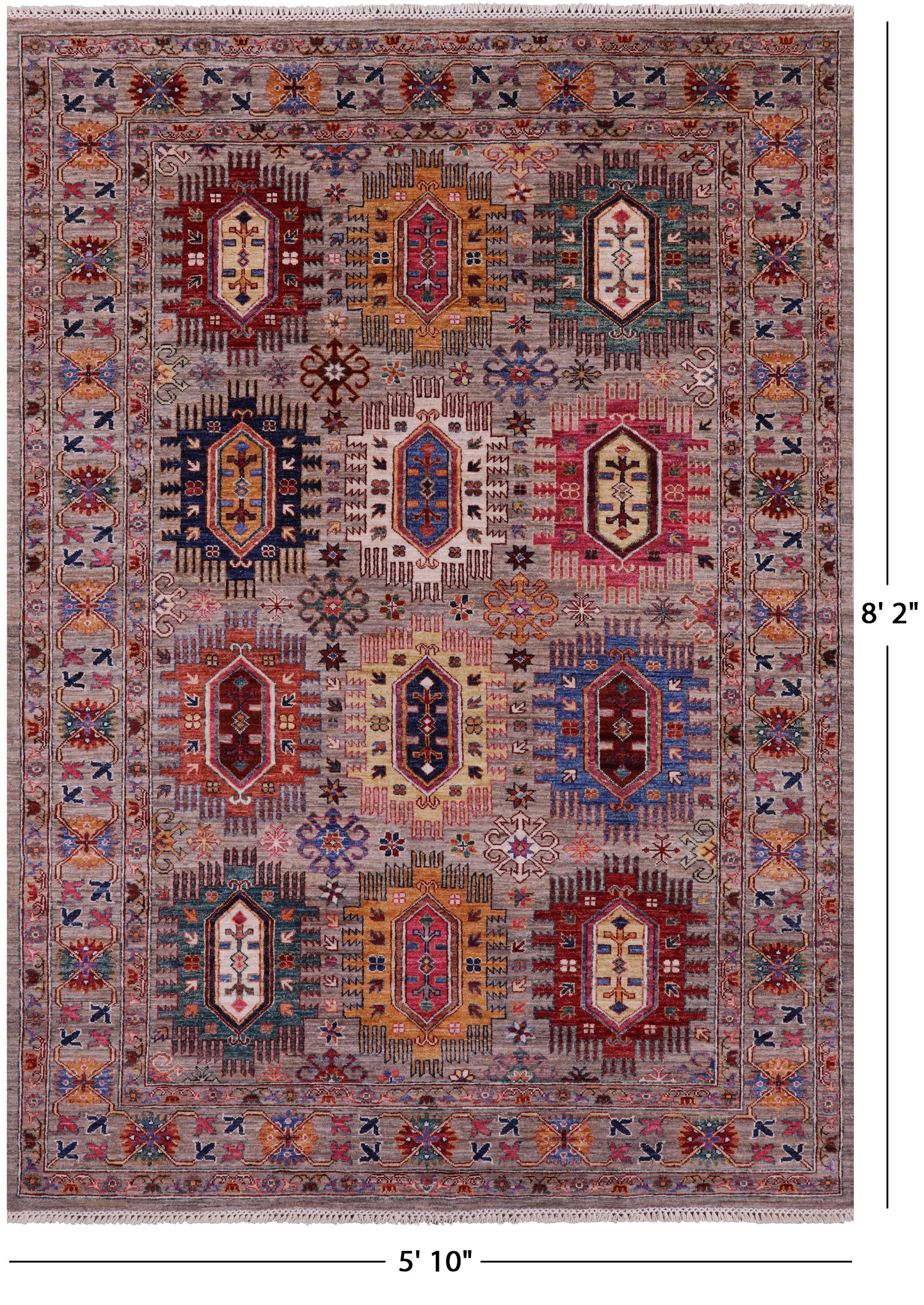 Turkmen Ersari Hand Knotted Wool Rug - 5' 10" X 8' 2" - Golden Nile