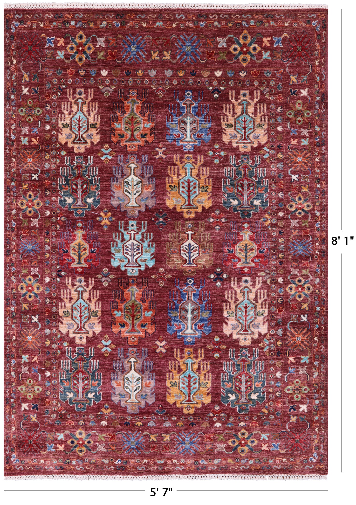 Tribal Persian Hand Knotted Wool Rug - 5' 7" X 8' 1" - Golden Nile
