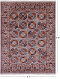 Grey Turkmen Ersari Hand Knotted Wool Rug - 5' 1" X 6' 6" - Golden Nile