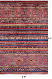 Khorjin Persian Gabbeh Hand Knotted Wool Rug - 4' 1" X 6' 0" - Golden Nile