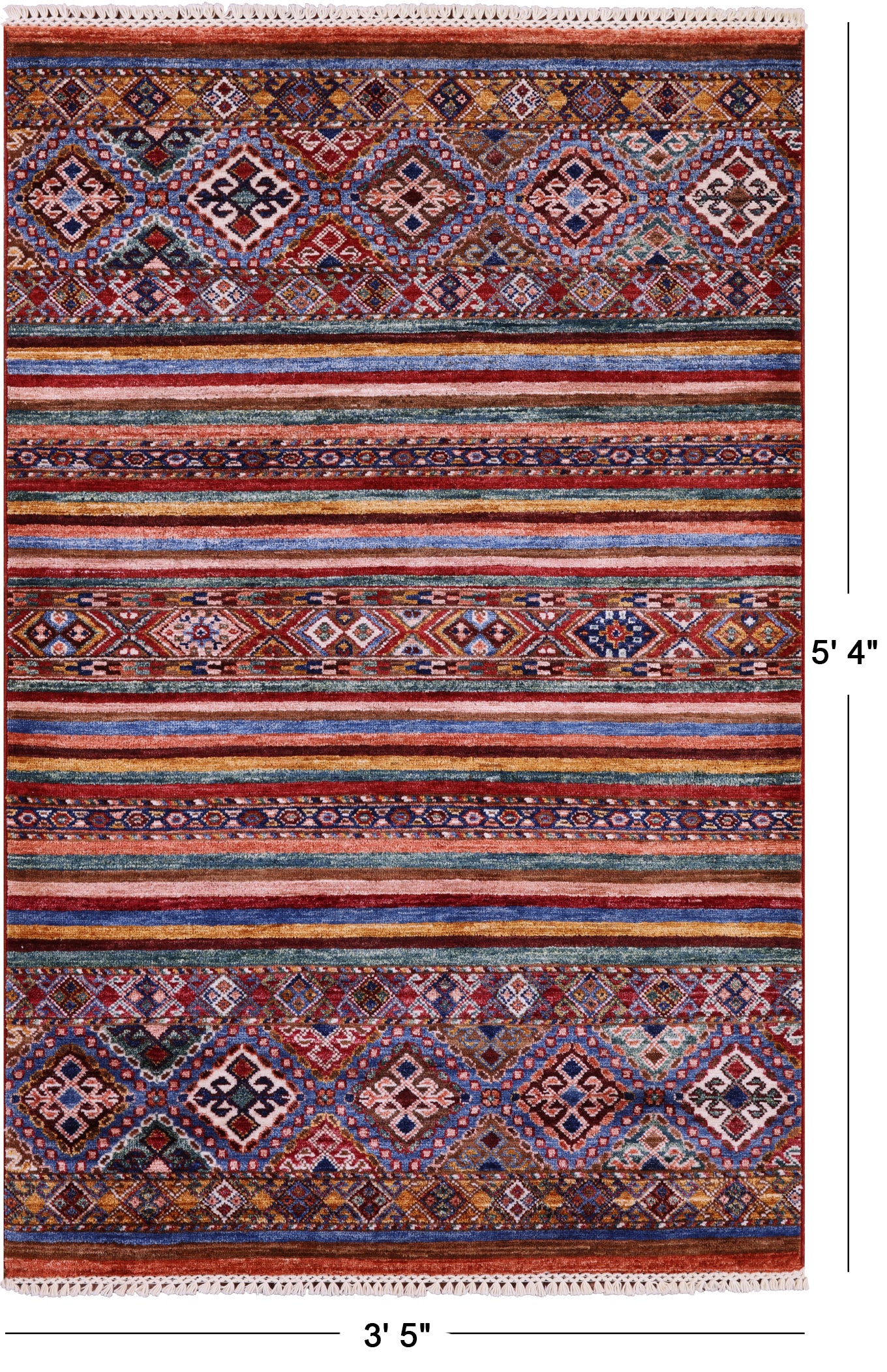 Khorjin Persian Gabbeh Hand Knotted Wool Rug - 3' 5" X 5' 4" - Golden Nile