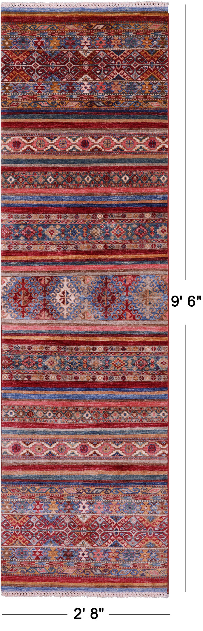 Khorjin Persian Gabbeh Hand Knotted Wool Runner Rug - 2' 8" X 9' 6" - Golden Nile