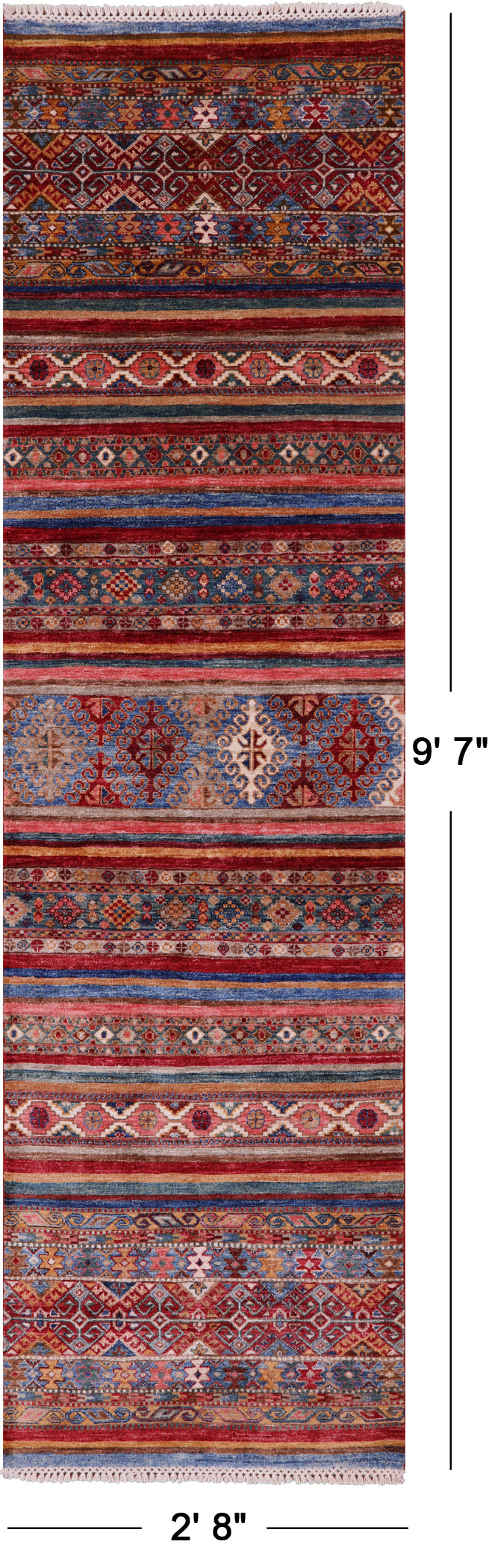 Khorjin Persian Gabbeh Hand Knotted Wool Runner Rug - 2' 8" X 9' 7" - Golden Nile