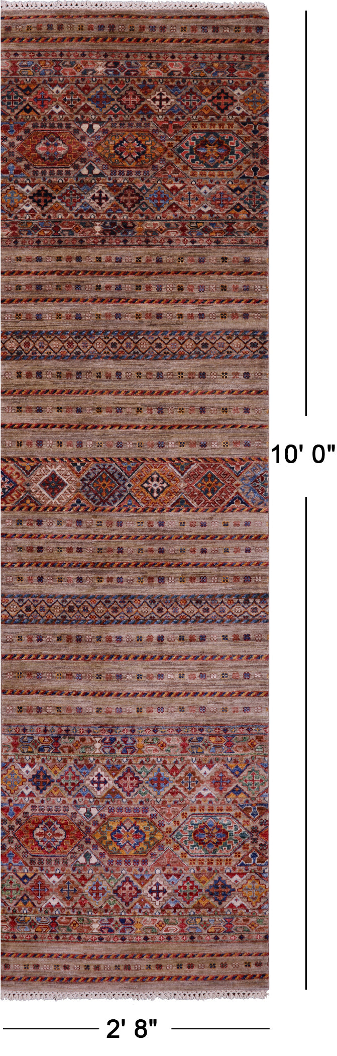 Khorjin Persian Gabbeh Hand Knotted Wool Runner Rug - 2' 8" X 10' 0" - Golden Nile