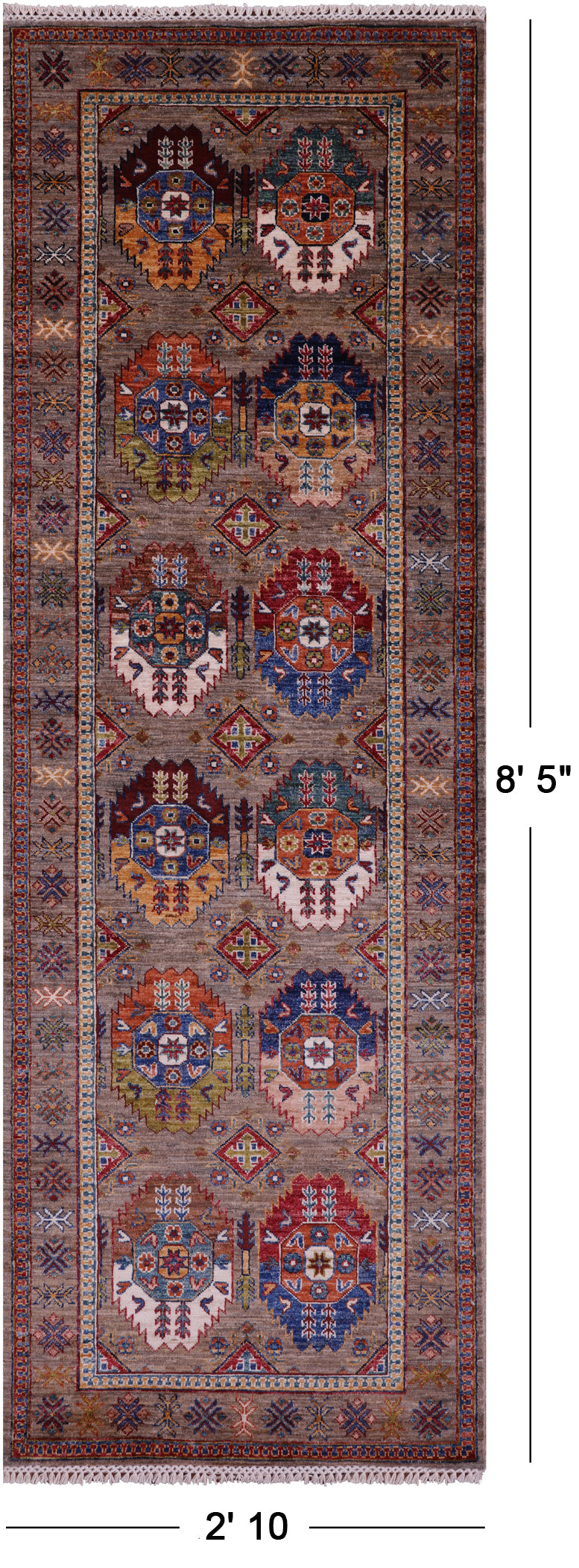 Turkmen Ersari Handmade Wool Runner Rug - 2' 10" X 8' 5" - Golden Nile
