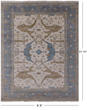 Ivory Turkish Oushak Hand Knotted Wool Area Rug - 9' 3" X 11' 11" - Golden Nile