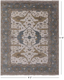 Ivory Turkish Oushak Hand Knotted Wool Rug - 9' 2" X 11' 9" - Golden Nile