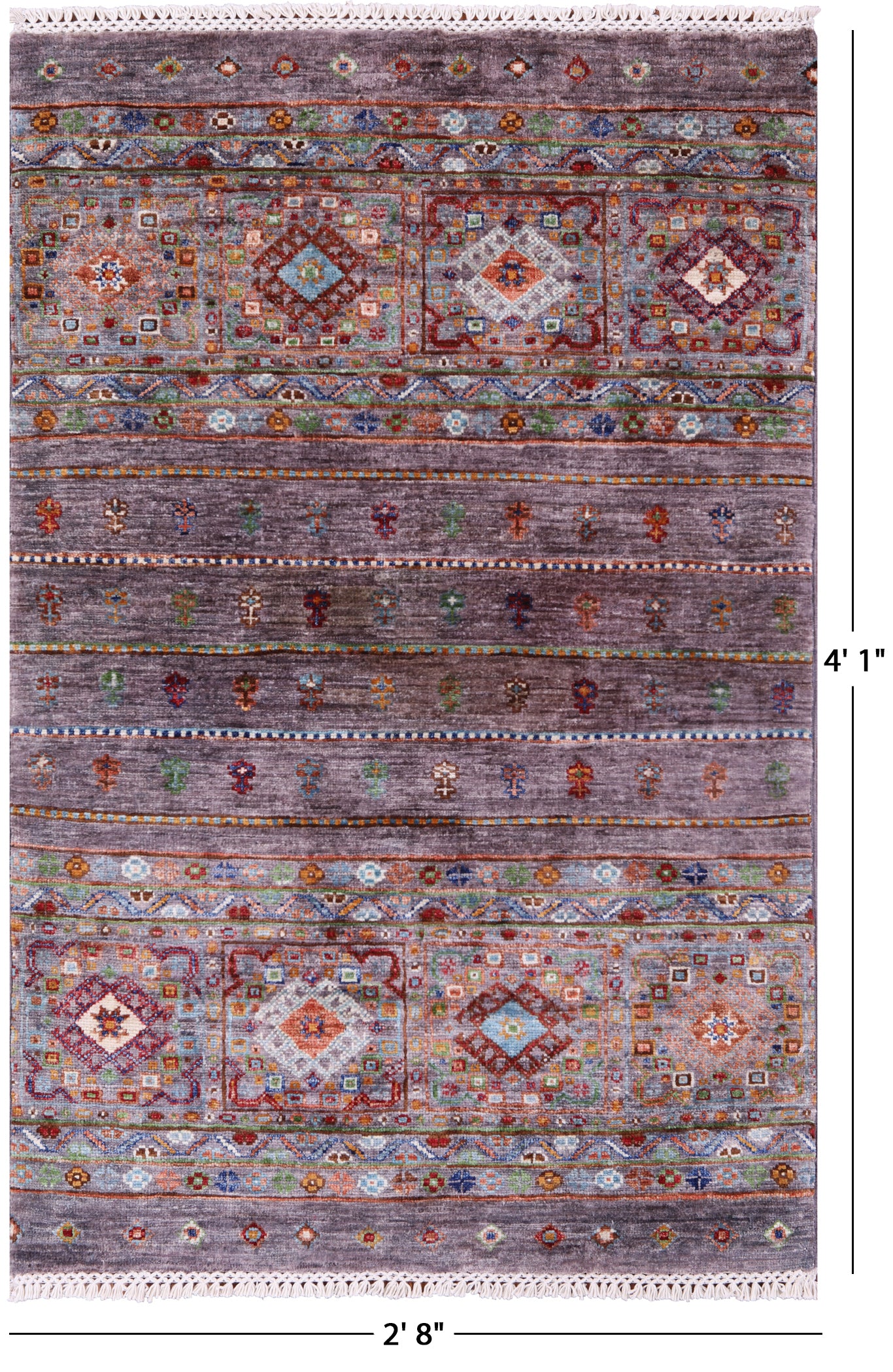 Grey Khorjin Persian Gabbeh Hand Knotted Wool Rug - 2' 8" X 4' 1" - Golden Nile