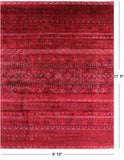 Red Khorjin Persian Gabbeh Hand Knotted Wool Rug - 8' 10" X 11' 5" - Golden Nile