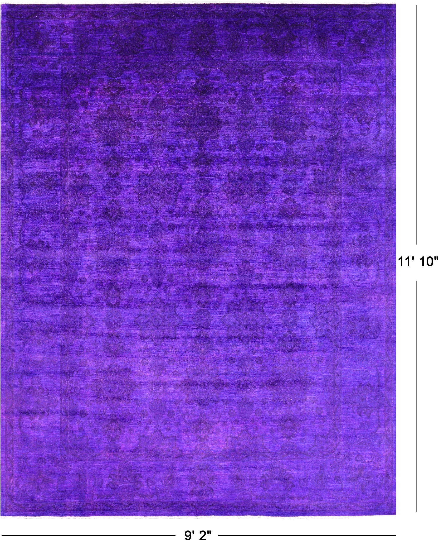Purple Persian Tabriz Handmade Wool Rug - 9' 2" X 11' 10" - Golden Nile