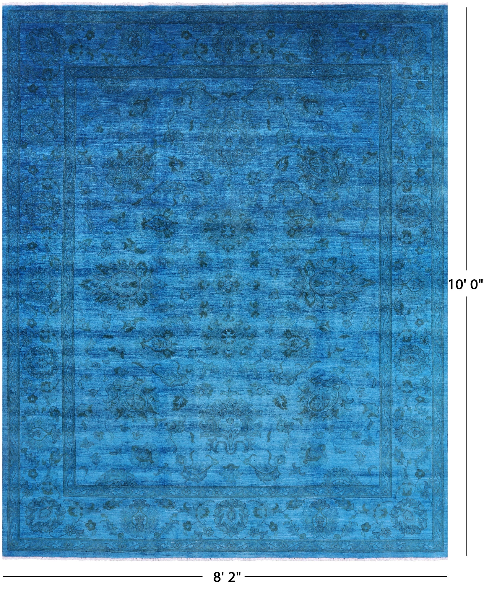 Blue Persian Tabriz Hand Knotted Wool Rug - 8' 2" X 10' 0" - Golden Nile