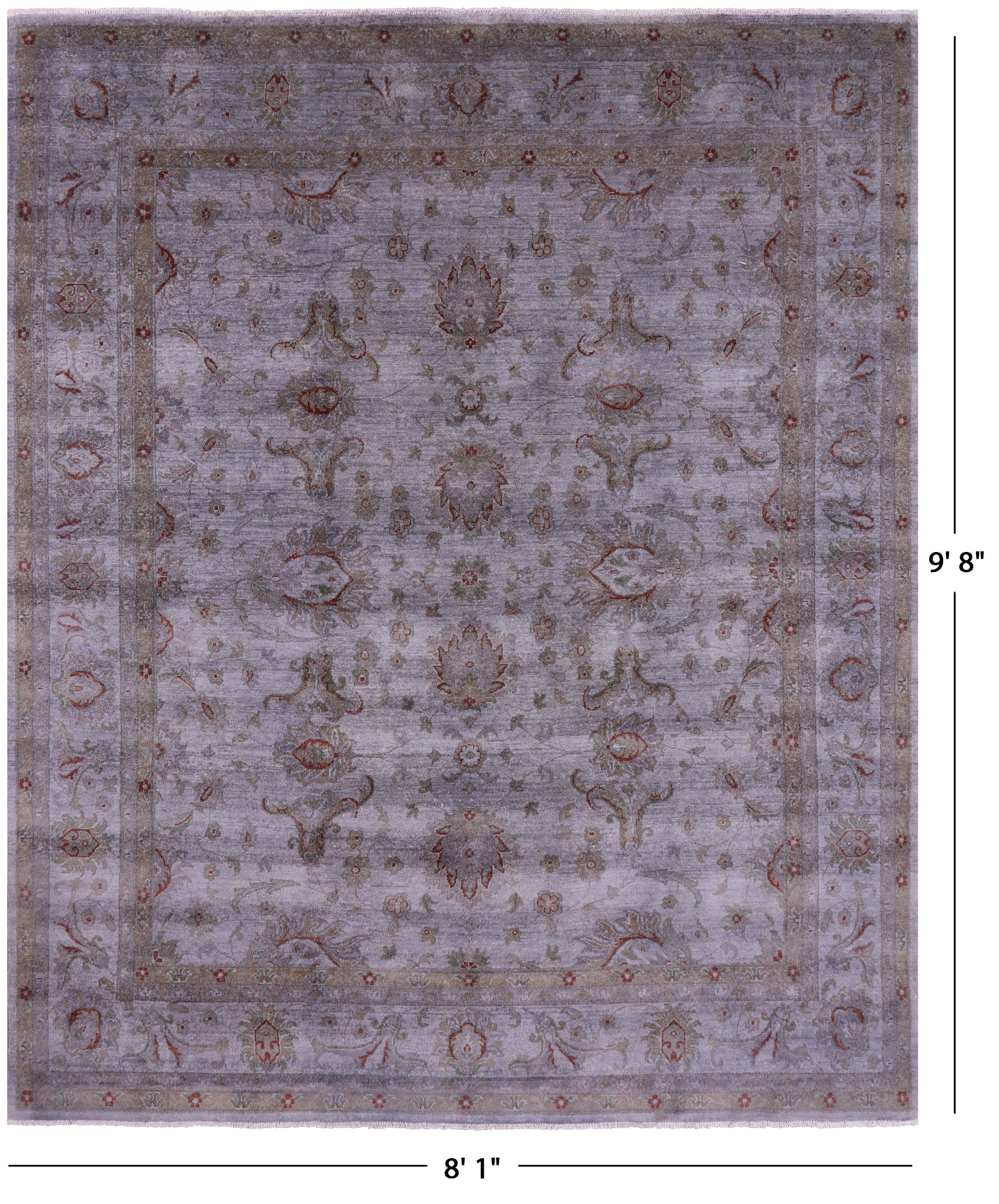 Persian Tabriz Hand Knotted Wool Rug - 8' 1" X 9' 8" - Golden Nile