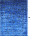 Blue Persian Tabriz Hand Knotted Wool Rug - 9' 1" X 11' 9" - Golden Nile