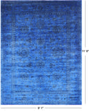 Blue Persian Tabriz Hand Knotted Wool Rug - 9' 1" X 11' 9" - Golden Nile