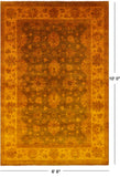 Orange Persian Tabriz Hand Knotted Wool Rug - 6' 6" X 10' 0" - Golden Nile