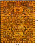 Gold Geometric Persian Mamluk Hand Knotted Wool Rug - 8' 2" X 9' 9" - Golden Nile