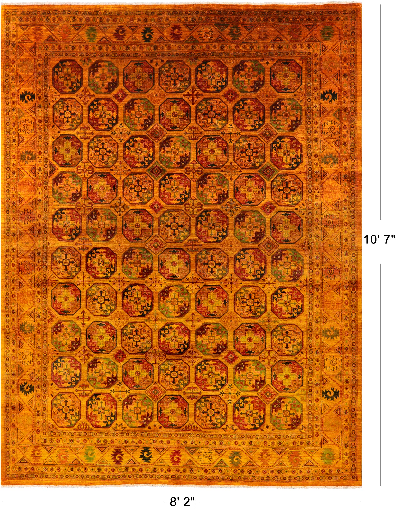 Turkmen Ersari Hand Knotted Wool Rug - 8' 2" X 10' 7"