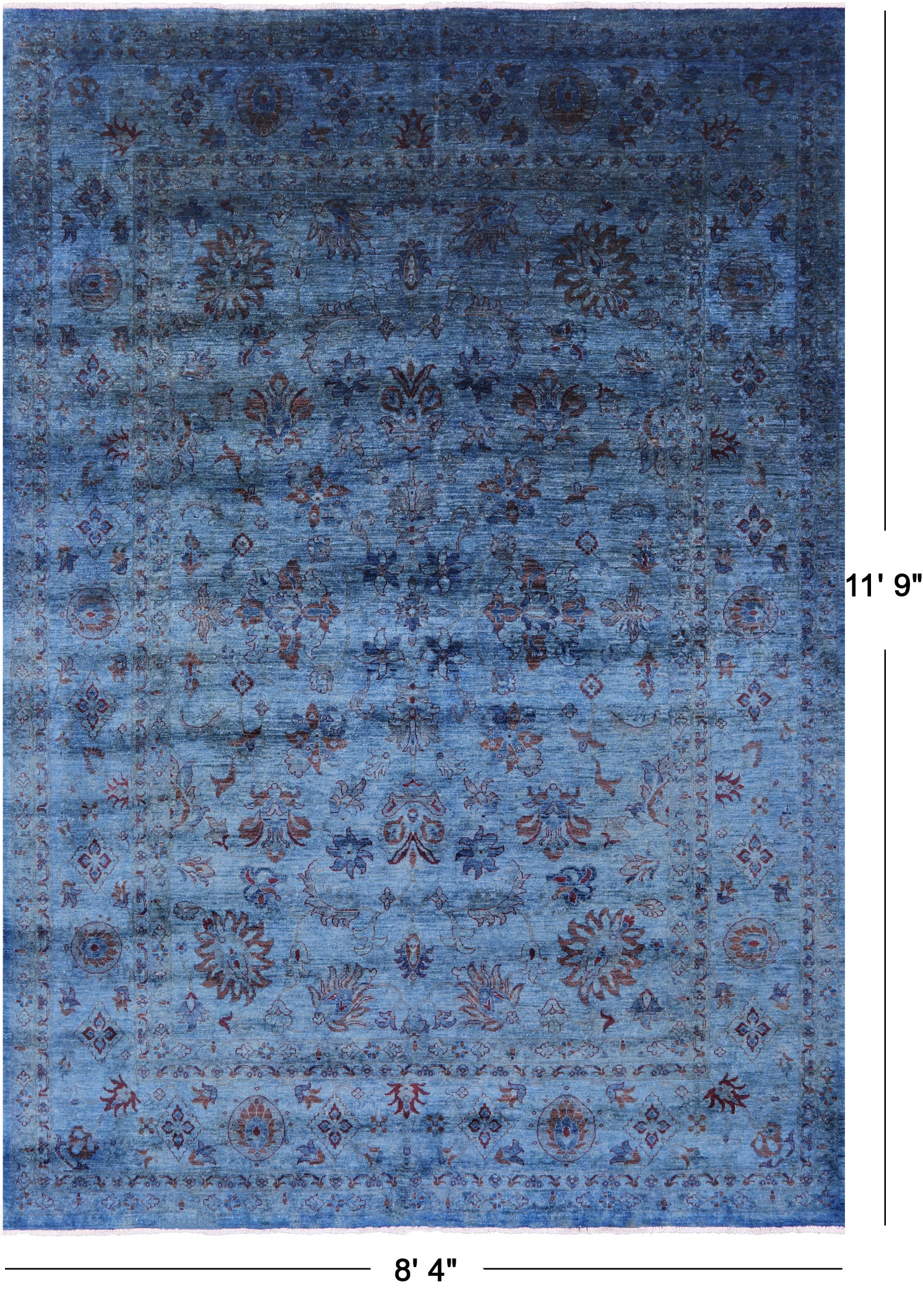 Blue Persian Tabriz Handmade Wool Rug - 8' 4" X 11' 9" - Golden Nile
