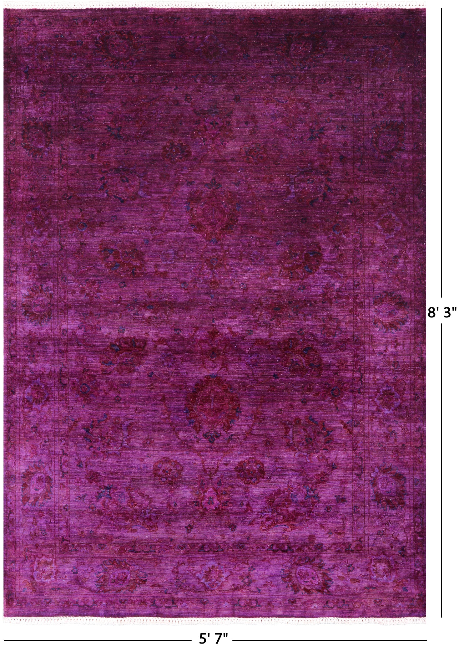 Purple Persian Tabriz Hand Knotted Wool Rug - 5' 7" X 8' 3" - Golden Nile