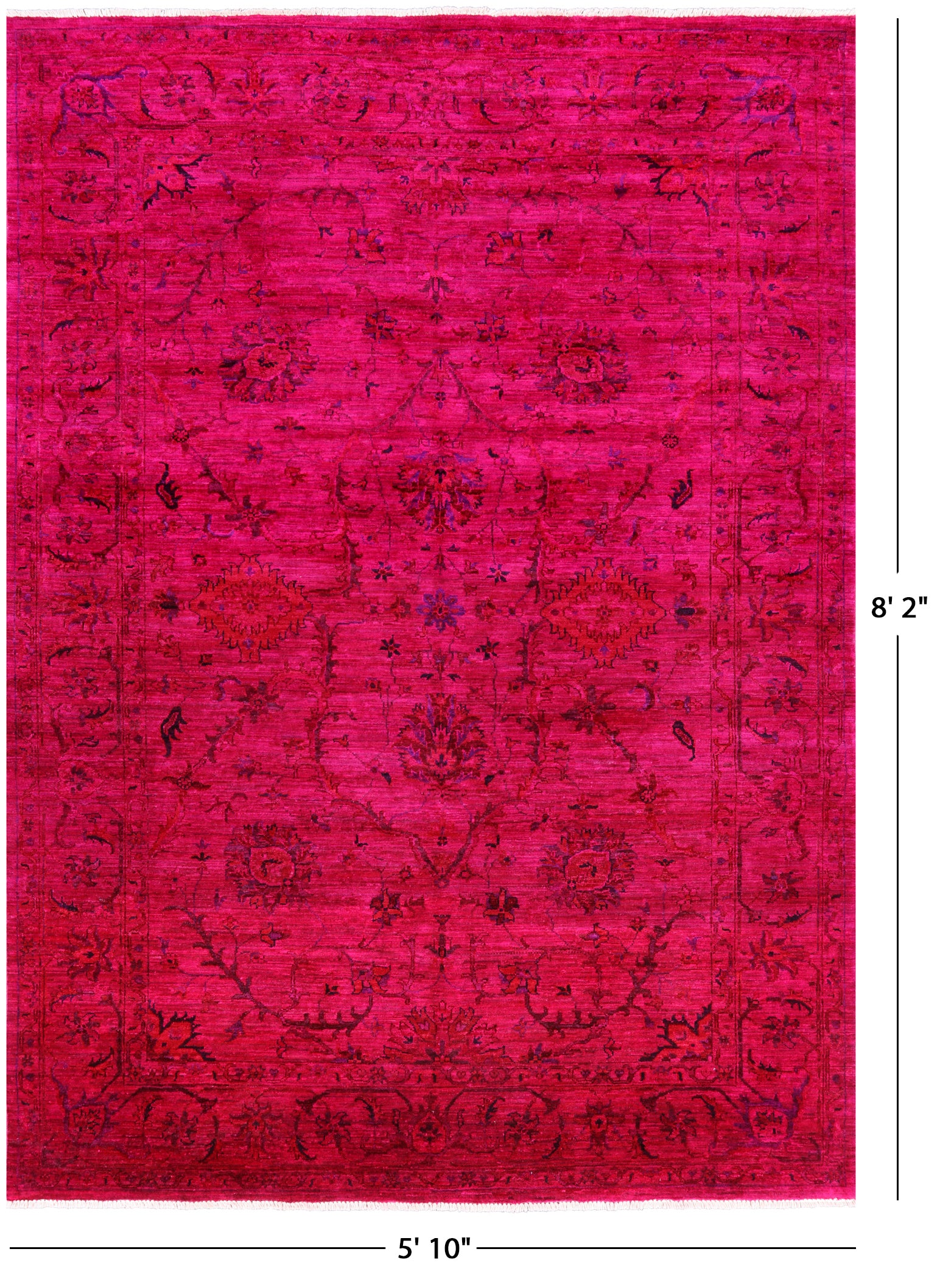 Pink Persian Tabriz Hand Knotted Wool Rug - 5' 10" X 8' 2" - Golden Nile