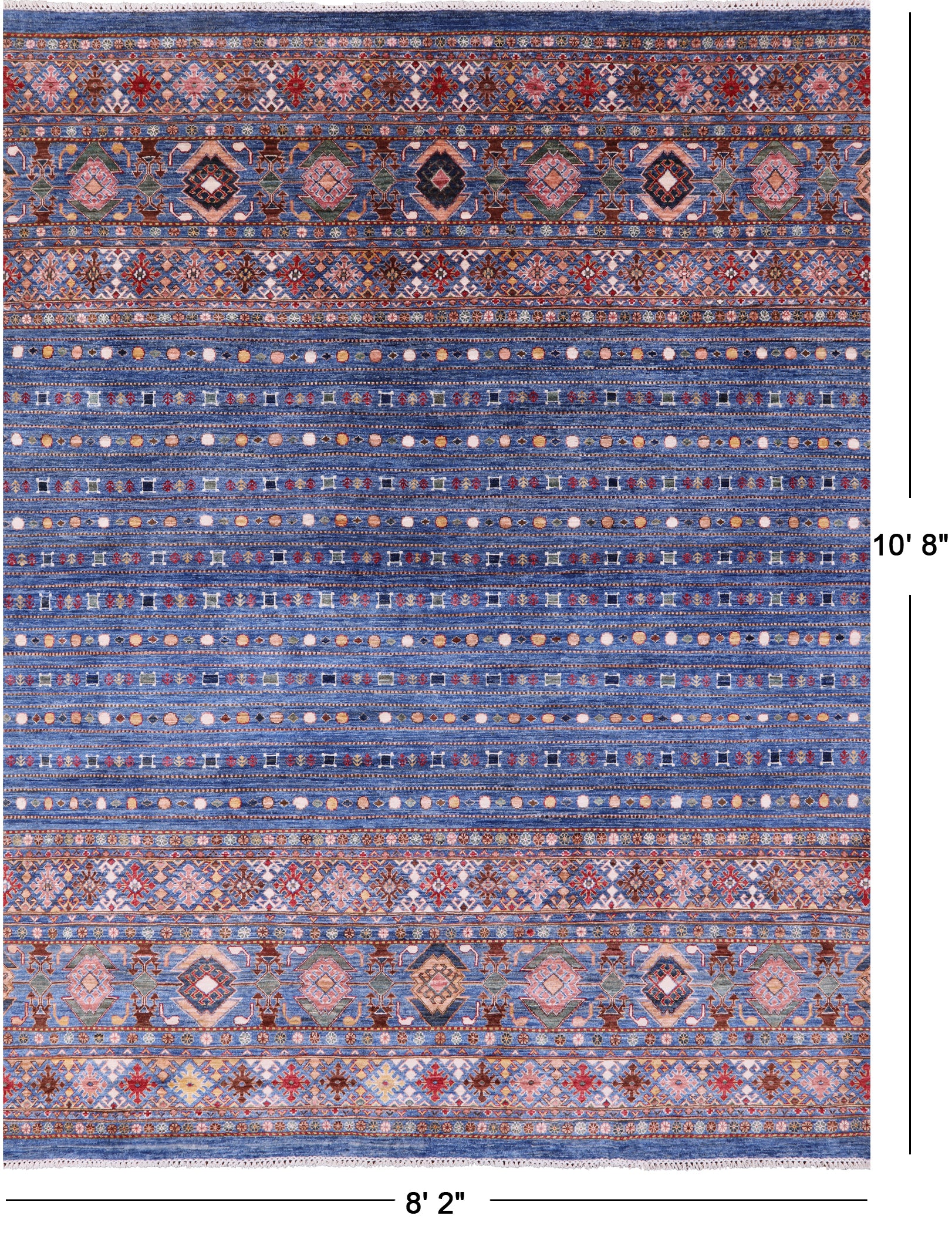 Blue Khorjin Persian Gabbeh Hand Knotted Wool Rug - 8' 2" X 10' 8" - Golden Nile
