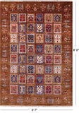 Brown Garden Design Persian Hand Knotted Wool Rug - 5' 7" X 8' 0" - Golden Nile