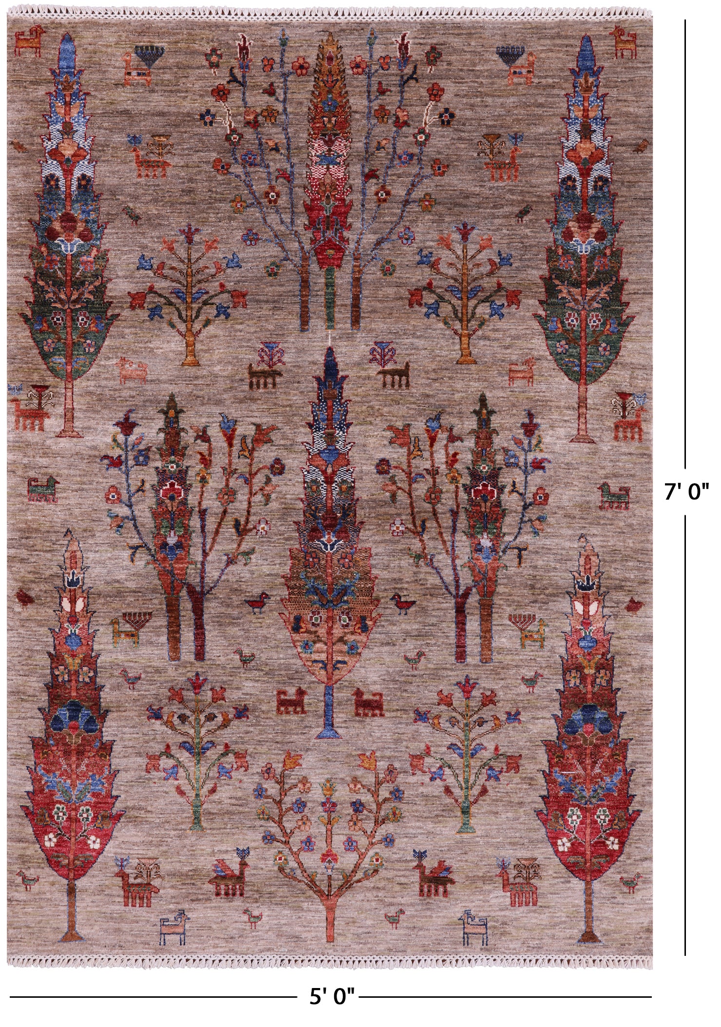 Tribal Persian Gabbeh Hand Knotted Wool Rug - 5' 0" X 7' 0" - Golden Nile