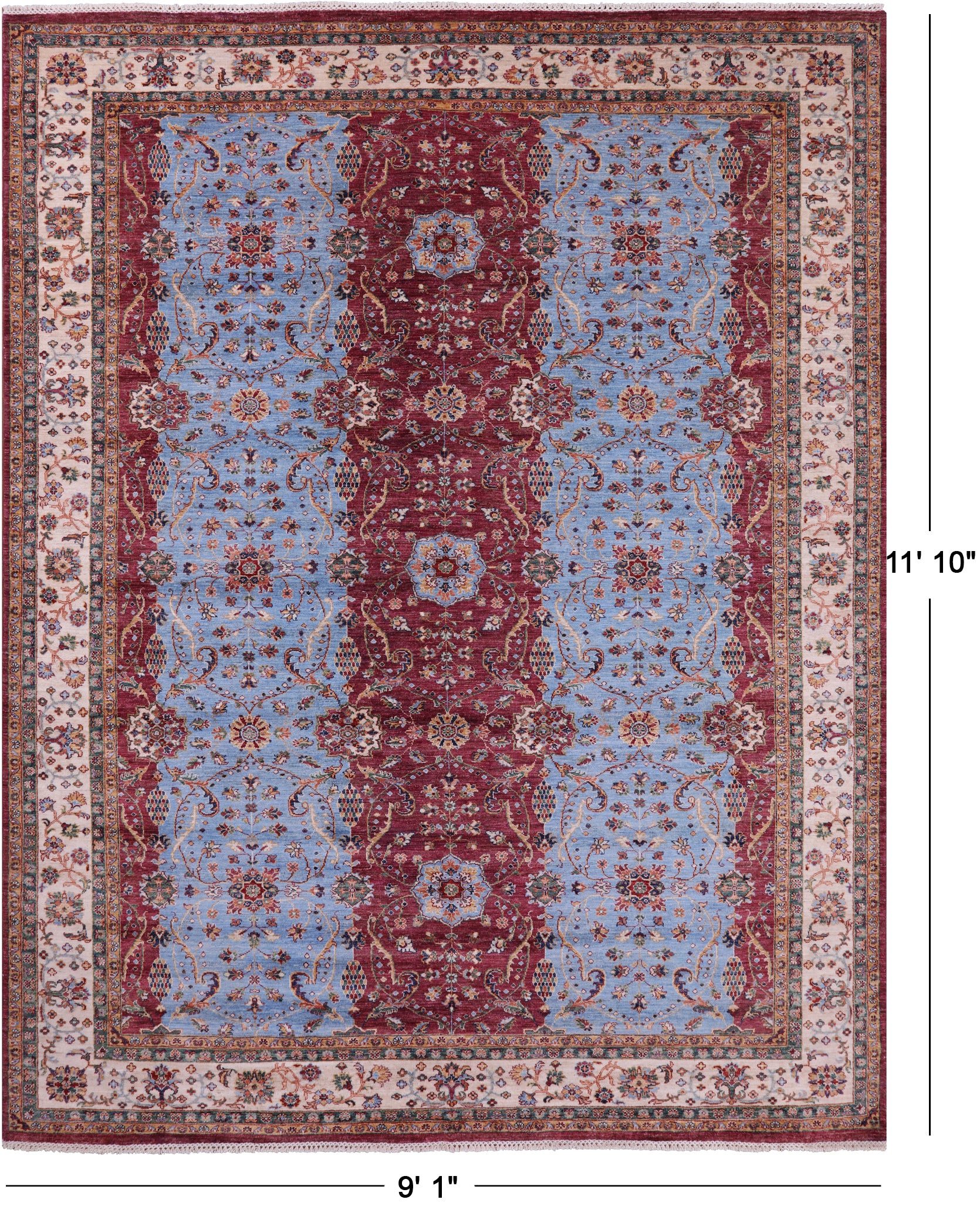 Persian Fine Serapi Handmade Wool Rug - 9' 1" X 11' 10" - Golden Nile