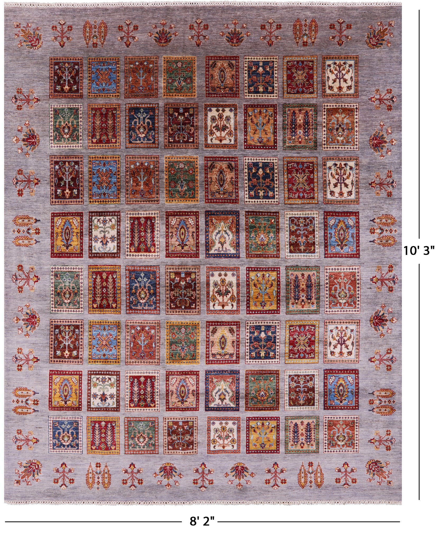 Grey Garden Design Persian Hand Knotted Wool Rug - 8' 2" X 10' 3" - Golden Nile
