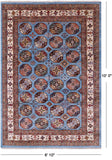 Blue Turkmen Ersari Hand Knotted Wool Rug - 6' 10" X 10' 0" - Golden Nile