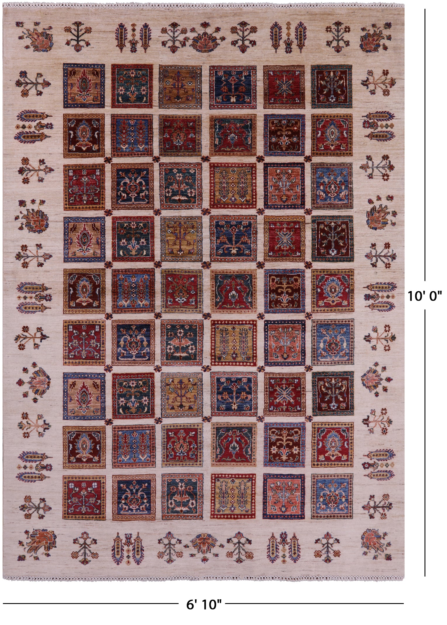 Ivory Garden Design Persian Hand Knotted Wool Rug - 6' 10" X 10' 0" - Golden Nile