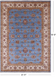 Blue Persian Tabriz Hand Knotted Wool Rug - 6' 11" X 10' 5" - Golden Nile