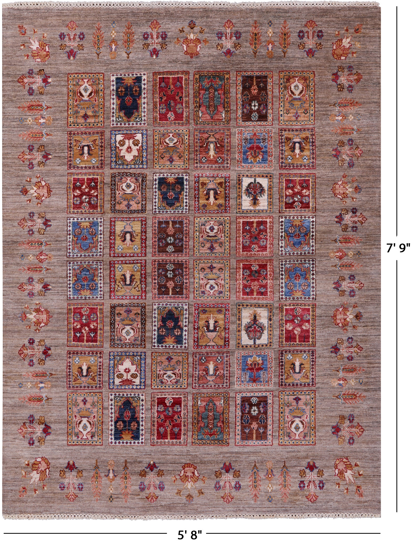 Garden Design Persian Hand Knotted Wool Rug - 5' 8" X 7' 9" - Golden Nile