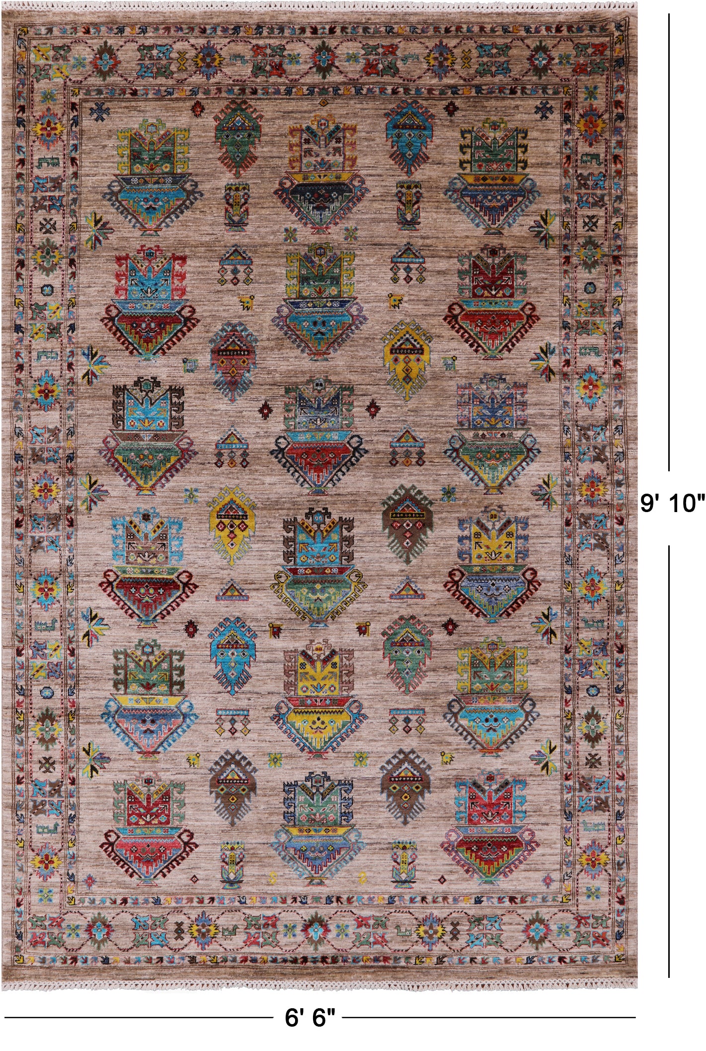 Tribal Persian Hand Knotted Wool Rug - 6' 6" X 9' 10" - Golden Nile