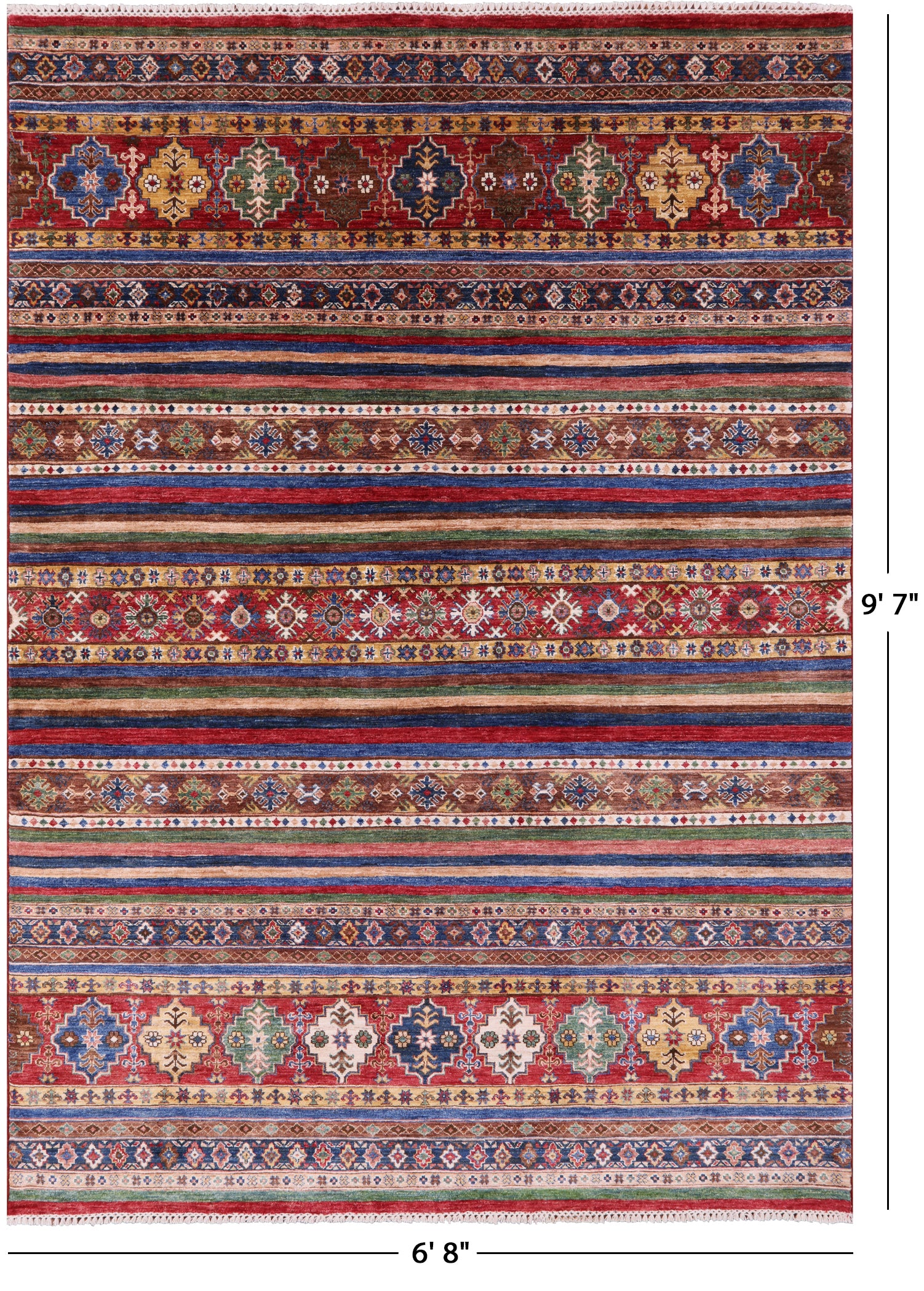 Khorjin Persian Gabbeh Hand Knotted Wool Rug - 6' 8" X 9' 7" - Golden Nile