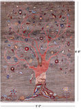 Tree Of Life Persian Gabbeh Handmade Wool Rug - 5' 0" X 6' 8" - Golden Nile