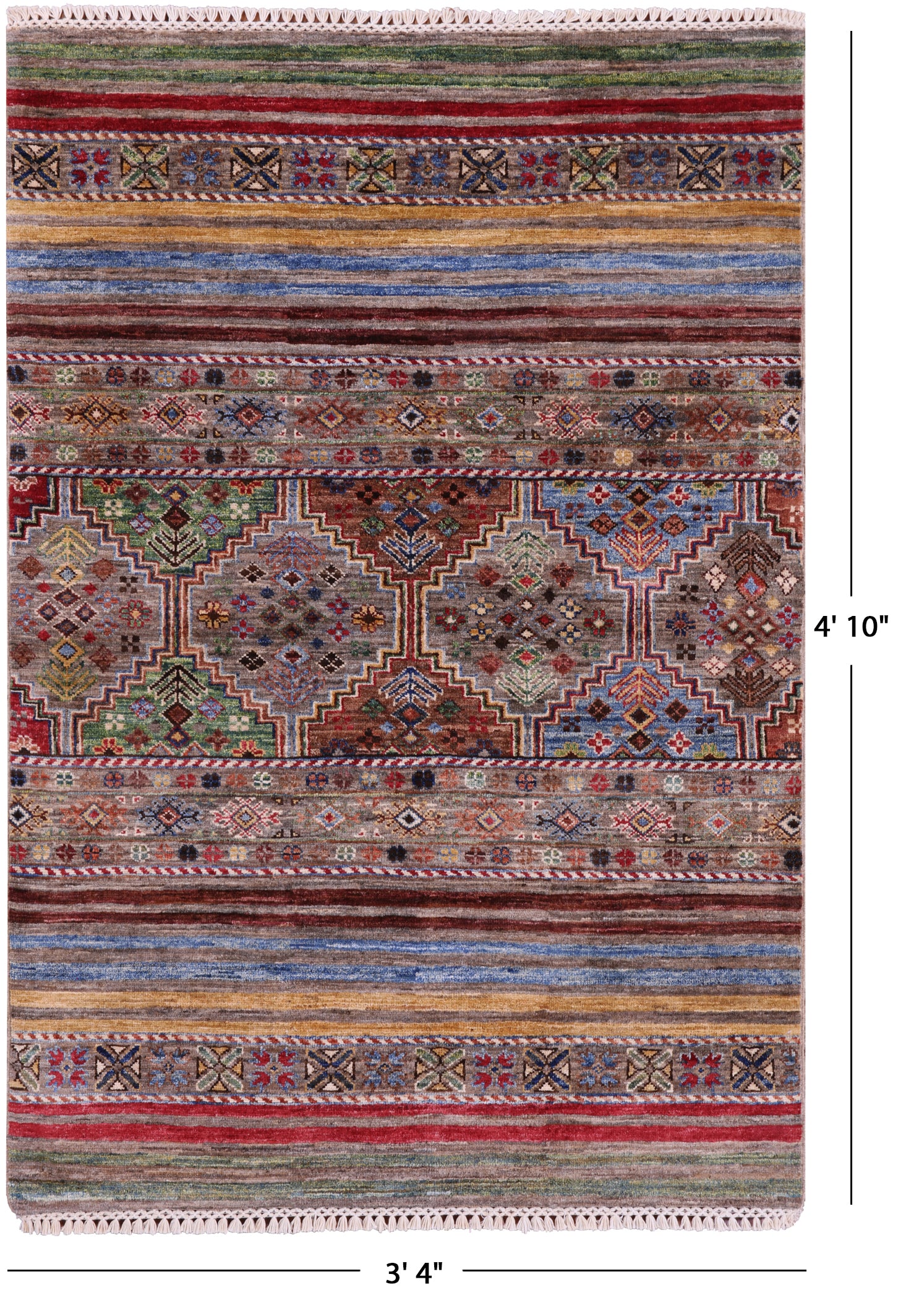 Khorjin Persian Gabbeh Handmade Wool Rug - 3' 4" X 4' 10" - Golden Nile