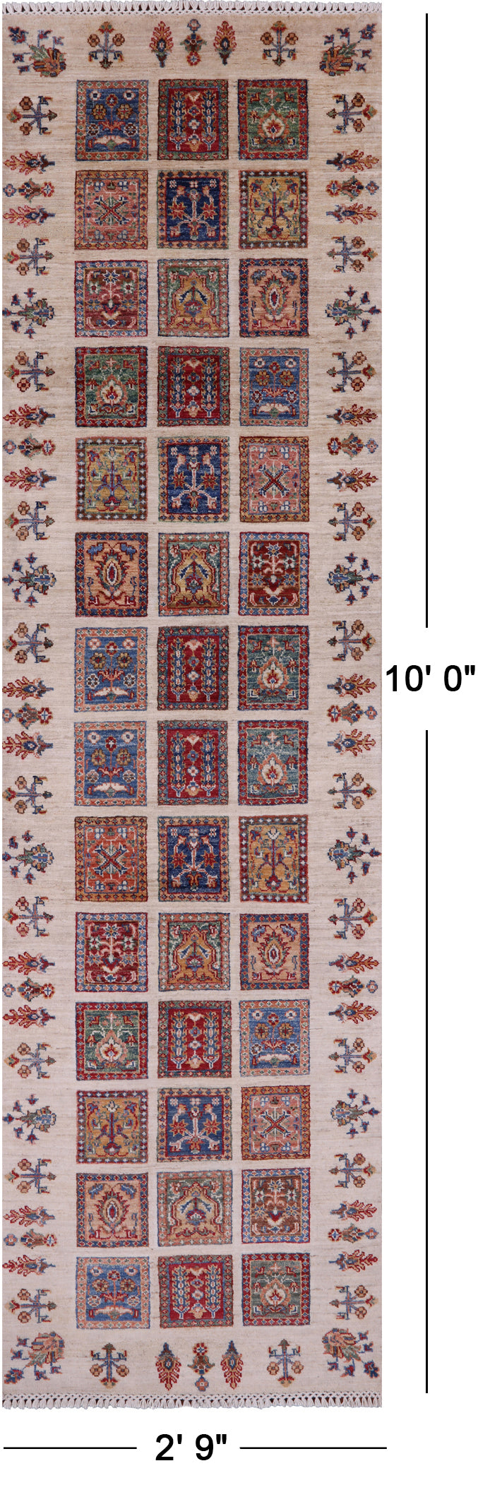 Ivory Garden Design Persian Hand Knotted Wool Runner Rug - 2' 9" X 10' 0" - Golden Nile