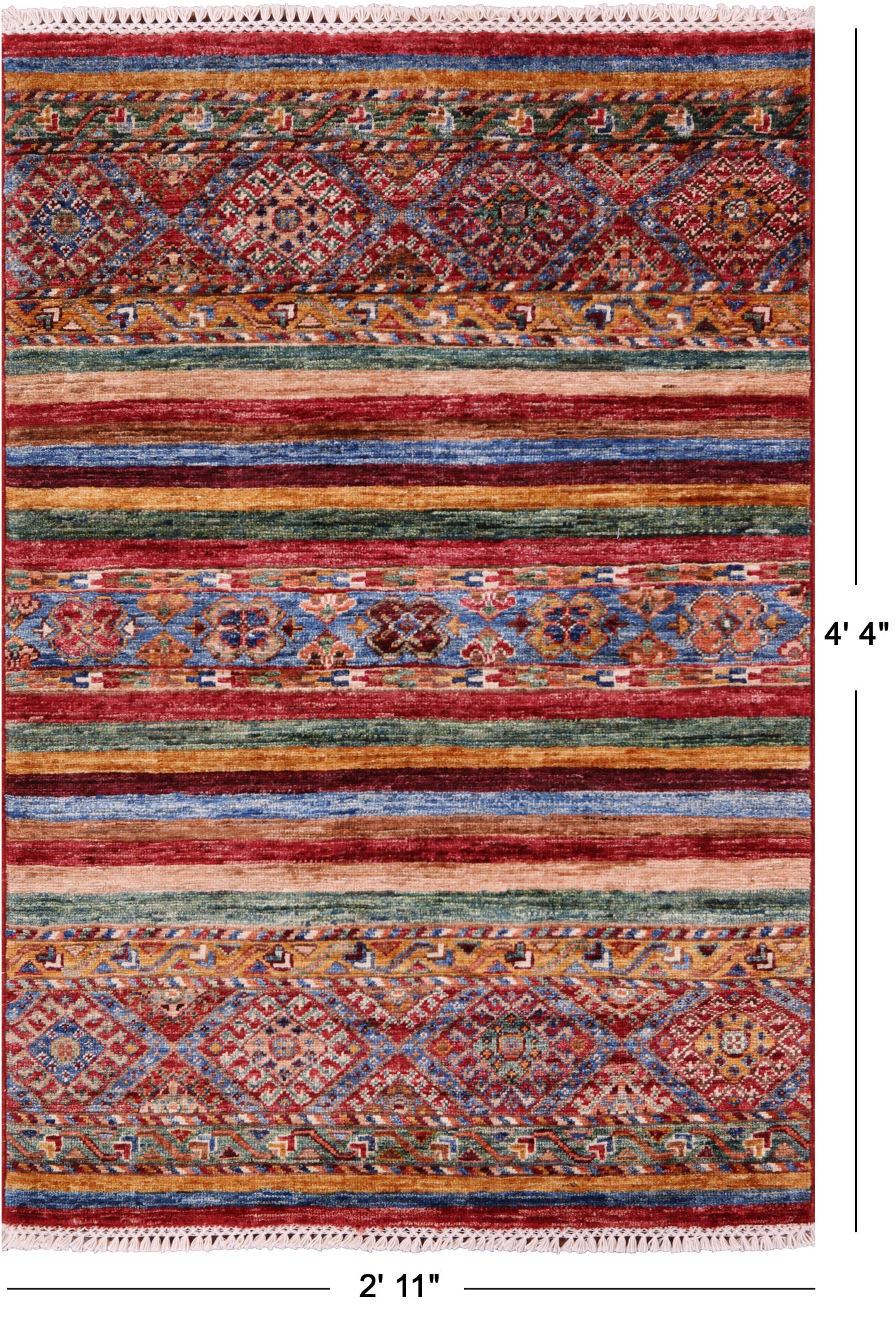 Khorjin Persian Gabbeh Hand Knotted Wool Rug - 2' 11" X 4' 4" - Golden Nile