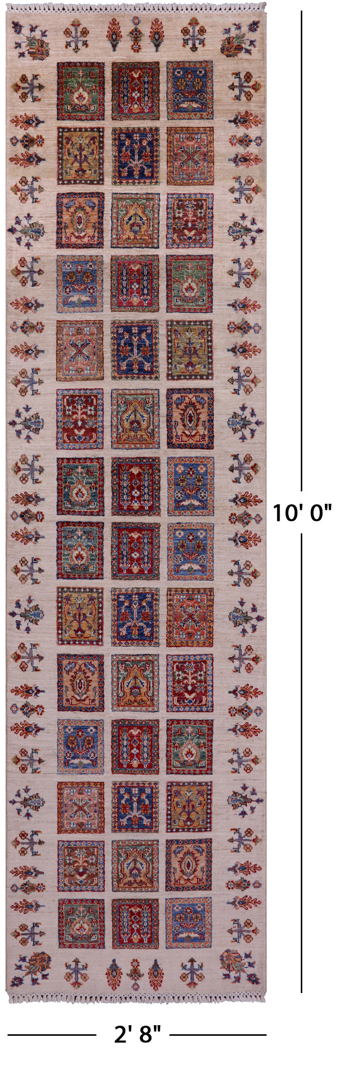 Ivory Garden Design Persian Handmade Wool Runner Rug - 2' 8" X 10' 0" - Golden Nile