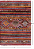 Khorjin Persian Gabbeh Hand Knotted Wool Rug - 2' 9" X 3' 11" - Golden Nile