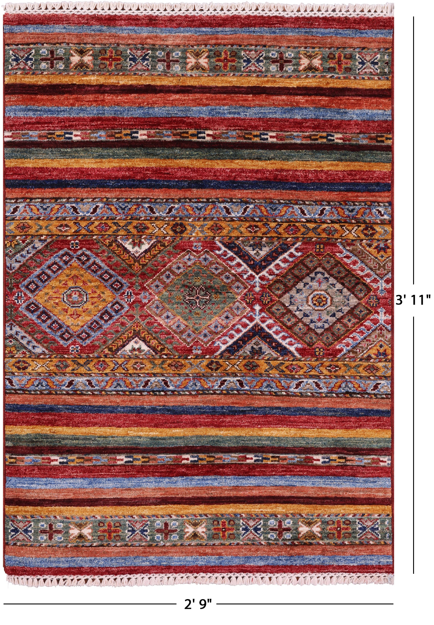Khorjin Persian Gabbeh Hand Knotted Wool Rug - 2' 9" X 3' 11" - Golden Nile