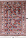 Grey Turkmen Ersari Hand Knotted Wool Rug - 6' 11" X 9' 8" - Golden Nile