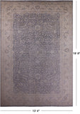 Grey Turkish Oushak Hand Knotted Wool Rug - 13' 4" X 19' 8" - Golden Nile
